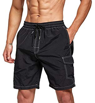 Tansozer Badbyxor för Män Snabbtorkande Strandshorts med Fickor