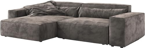 DeLife Canapé-d'angle Sirpio XL Microfibre Marron Kaki 270x170 cm Recamière Variable