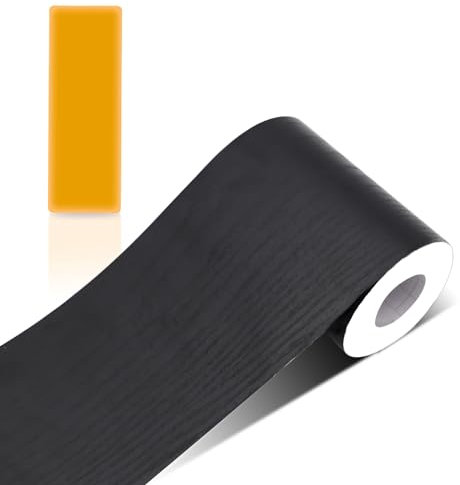 ZTVOWTO Selbstklebende Bordüre PVC Farbe der Holzmaserung Schälen und Stock Wasserdichte Entfernbare Tapeten Aufkleber Dekoration für Wohnzimmer Badezimmer Küche (Black)