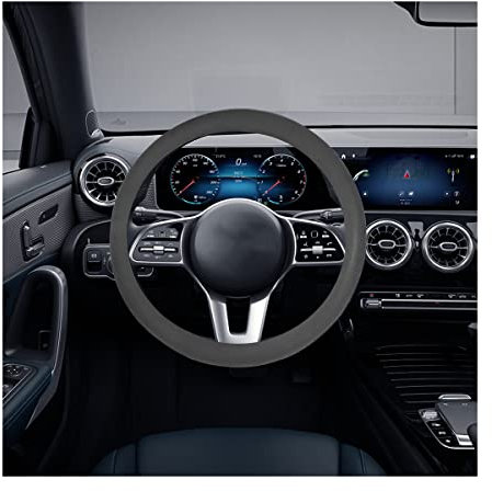 JNNJ Non-Slip Breathable Steering Wheel Cover, Silicone Breathable Elastic Professional Universal Soft Durable Car Accessory (Black)