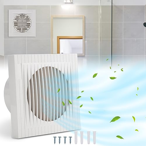 Jopassy Badfläkt 100 mm, frånluftsfläkt effektiv ventilation för badrum, kök och toalett, tyst drift, vit, väggfläkt, badrumsfläkt