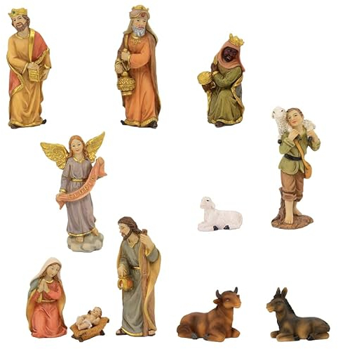 FADEDA 11x Krippenfiguren/Höhe:6 cm/handbemalt/detailgetreue Krippen Figuren - Weihnachten Tisch Dekoration Krippe Zubehör