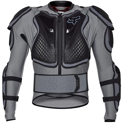 Fox Racing Titan Sport Jacket – Motocross Protector – Back Protector – MTB Protection Jacket – Ventilation System – Removable Back Protector – Cloud Grey, Size: S