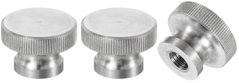 QUARKZMAN Écrous à Oreilles Cannelées, 3 Pièces M8 x D24mm x H16mm en Acier Inoxydable, Boutons Ronds de Fixation à Trou Borgne, Écrou à Vis à Main Argenté pour Pièces d'Imprimante 3D