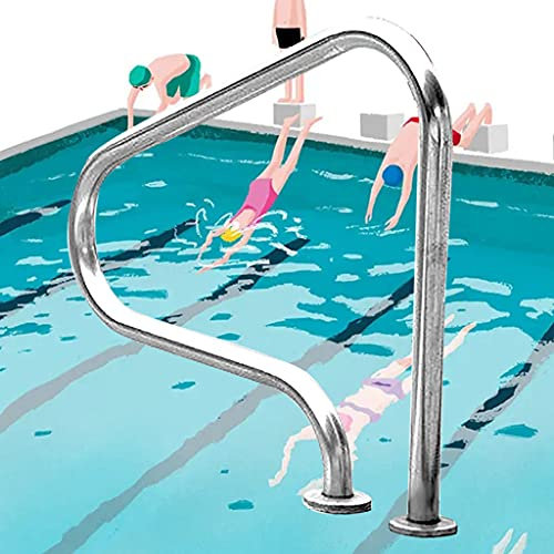 Générique Main Courante d'escalierBarre d'appui/échelle de Piscine pour piscines de Jardin et d'arrière-Cour avec Plaque de Base et couvercles de Main Courante Main Courante en Acier Inoxydable 304
