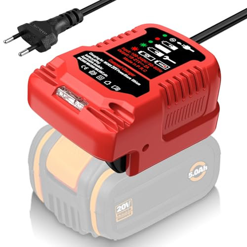 TPDL Ladegerät Ersatz für Worx WA3880 Lithium Li-Ion Akku mit LED Anzeige, Akku-Ladegerät Schnellladegerät Kompatibel mit Worx 20V Akkus WA3553 WA3556 WA3641 WA3605
