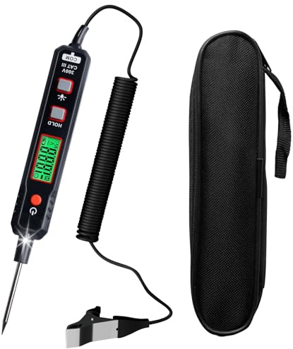 Tester di tensione per auto, tester di tensione, 0,8 – 100 V DC, sensore di corrente con display LCD, lampada di prova digitale per auto con torcia, misure di polarità continuità, per batteria auto