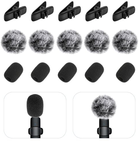 15 Stück Mini Popschutz, Mikrofon Windschutz Lavalier Mikrofon Mic Krawatte Clip Pelzig Windschutzscheibev Wind-Filter Pop-Filter für Lavalier Mikrofone Professionelle Außen
