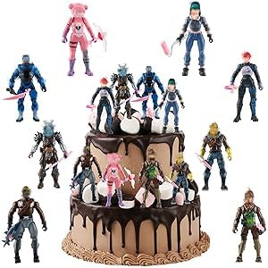 Video Game Figure Happy Birthday Cake Topper Set, 8 Pieces Video Game Cupcake Figures Cake Decorations Cartoons Anime Character Figures Kids Party Gifts Ornament Shower Party Supplies Toy