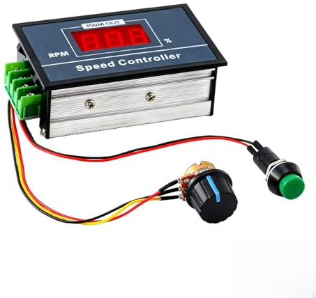 Controlador Motor DC 6-60V, Regulador DC 30A, Controlador de Velocidad PWM con Pantalla Digital LED, Potenciómetro Ajustable e Interruptor de Inicio/Parada, para Motores Eléctricos 12V 24V 36V 48V