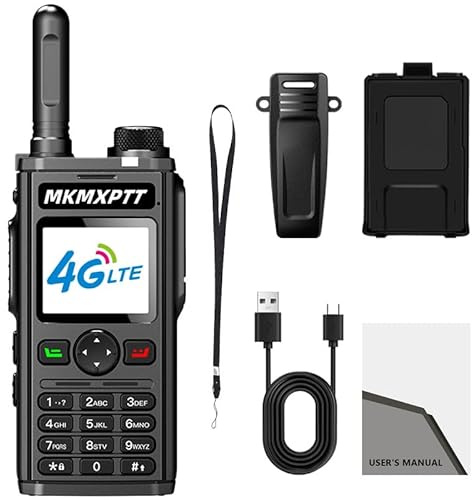 MKMXPTT 4G POC Walkie Talkie with Large LCD Screen High Fidelity Sound CAT.1 Module ZELLO Android WiFi Support 5000km Range Global Intercom Radio