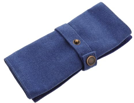 Bolsa para Guardar Relojes de Viaje, Organizador de Lienzo Azul | Capacidad para Cinco Piezas, Cierre Cordón, Diseño Delgado y Enrollable, Formato Sólido