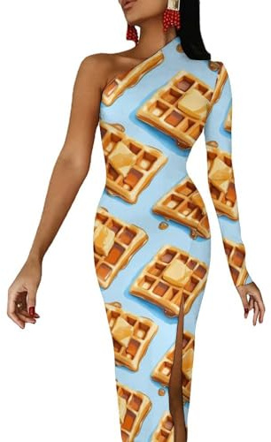 Vestidos de moda con hombros descubiertos para mujer, vestido largo de media manga con abertura, vestido de cóctel, Estilo:, S