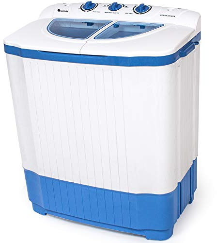 tectake® Mini Lavatrice con Centrifuga Mulifunzione 2 in 1, Lavatrice Portatile da 4,5 kg, Lavabiancheria portatile con Timer, 2 Funzioni di Lavaggio, Ideale per Campeggio o Piccoli Ambienti - Bianco