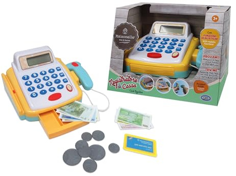 ODS - Maisonelle, Registratore di Cassa Giocattolo, Funzione Calcolatrice con Lettore Carta di Credito, Accessori Inclusi età Consigliata +3 Anni