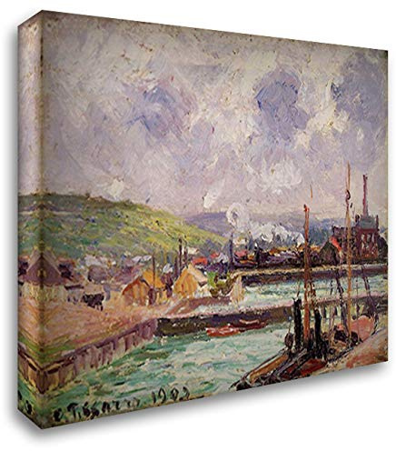 View of Duquesne and Berrigny Basins in Dieppe 24x20 Gallery Wrapped Stretched Canvas Art by Camille Pissarro