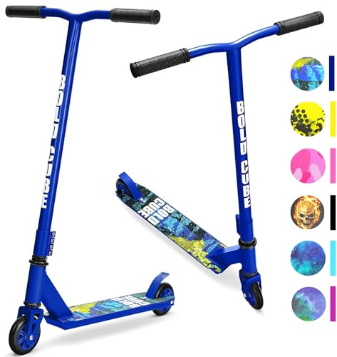 BOLDCUBE Beginner Stunt Scooter for Kids Ages 8-12, 6-12 Years - Lightweight Aluminium Deck, 360° Spin, 100mm ABEC 7 Wheels - Micro Crystallised Grip, Quad Bolt Clamp - 2.9kg Freestyle Kids Scooter