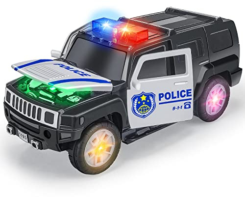 Ynanimery Police Car Toys for Kids Boys 3-5 4-6 Birthday, Light Up Toy Cars for Kids Toddlers 1-3 4-7 Sensory Early Educational- Realistic Police Truck Toys with Led Lights & Siren Sounds