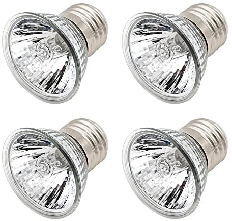 WOOLUCK Schildkröte Wärmelampe, 25W Heizung Glühbirne, E27 UVA UVB Dimmbar Halogen-Glühlampe Reptilien Heizung, für Reptilien/Eidechsen/schildkröten/Schlangen(4 Stück)