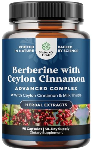 Balancing Berberine Plus 1200mg Per Serving Complex - Antioxidant Berberine with Ceylon Cinnamon Capsules Plus Silymarin Milk Thistle Extract - Active PK for Heart Health Support - 90 Count