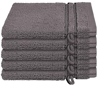 Schiesser Frottier Waschhandschuh Milano im 5er Set | 100% Baumwolle aus nachhaltiger Produktion | weich, saugstark, farbecht | 16x22cm | Dunkelgrau | Anthrazit