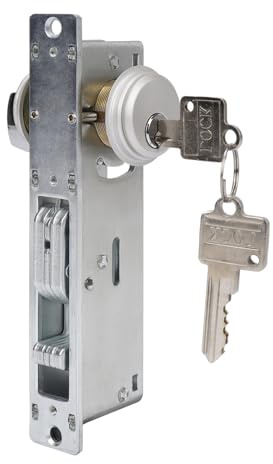 foriy Storefront Door Lock, Commercial Door Lock Double Cylinder Hook Deadbolt Lock Set with 3 Key Zinc Alloy Lock Core for Aluminum Zinc Alloy Shop Doors 1-1/8 Backset Silver