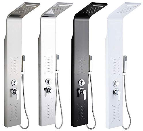 OHMG Sistema de panel de ducha,Tecnología Pulido,Panel de ducha de acero inoxidable 5 modos, columna de ducha de montaje en pared, torre de ducha con ducha… (20 * 7 * 140CM(Noir))