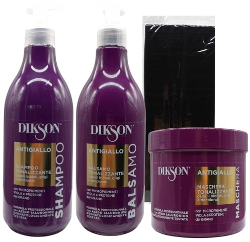 FEI FAN SET PER LA CURA DE CAPELLI ANTIGIALLO, TONALIZZANTE: Shampoo 500ml + Balsamo 500ml + Maschera 500ml + Fascia Per Capelli