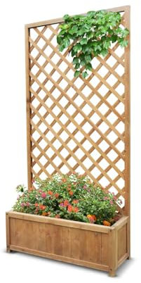 FRANKYSTAR Dorothy - Fioriera in legno di cedro impregnato con spalliera H180 cm - ebony