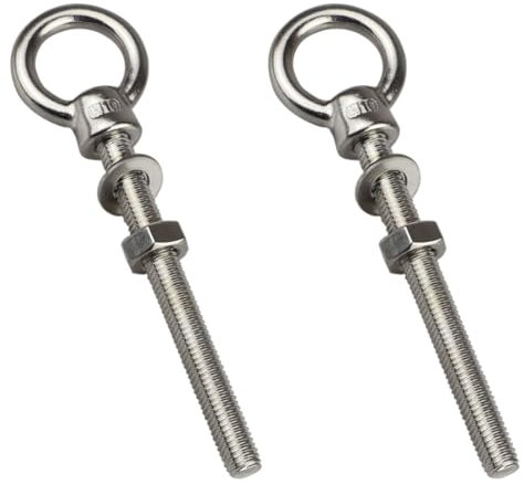 ORTAVA Viti ad anello lunghe M8 x 80 mm, 2 viti ad occhio con rondelle e dadi esagonali, viti a occhiello in acciaio inox 316 V4A A4, bulloni ad occhiello per fissaggio e sospensione