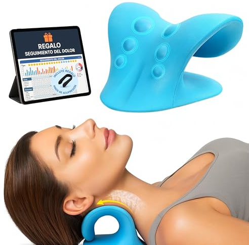 ComfortCalm Alineador Almohada Quiropráctica Cervical para Dolor de Cuello y Hombros, Neck Relajador y Corrector de Postura, Alivio del Dolor, Azul, Dispositivo de Tracción Cervical para Fisioterapia