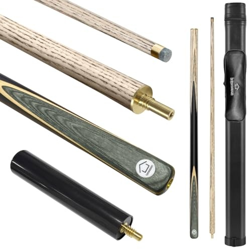 HomeSeason Snooker Cue Stick 18oz 1/2 Jointed 57in Pool Cue, with Extension Leatherette Cue Bag, Durable Ash Wood Billiards Cue