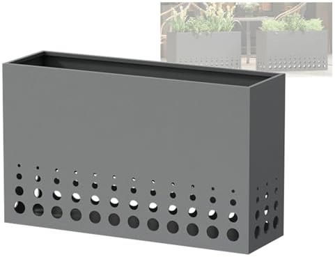 Metall utomhus planteringslåda rektangulär blomdelare för restauranger trädgård skärmdelning lågt staket för matbord svart 120 x 60 cm (47,2 x 23,6 tum)