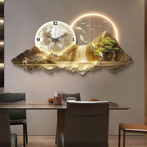 HDZNDH Orologio Da Parete Moderno Decorativo 3D Con LED, Grande Scultura Murale 3D, Movimento Silenzioso Senza Ticchettio, Decorazioni Da Parete Per Soggiorno, Camera, Ufficio, Corridoio, Ingresso