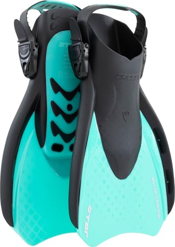 Cressi Star Short Adjustable Open Heel Fins, Black/Aqua Green, XS