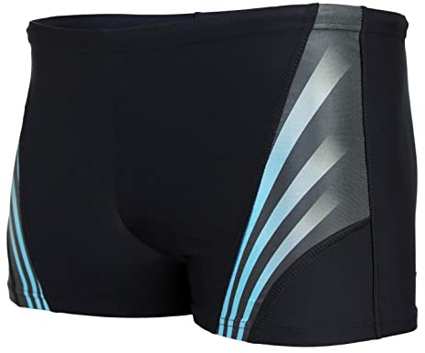 Aquarti Herren Kurze Badehose mit Streifen, Farbe: Schwarz/Blau, Größe: 8XL