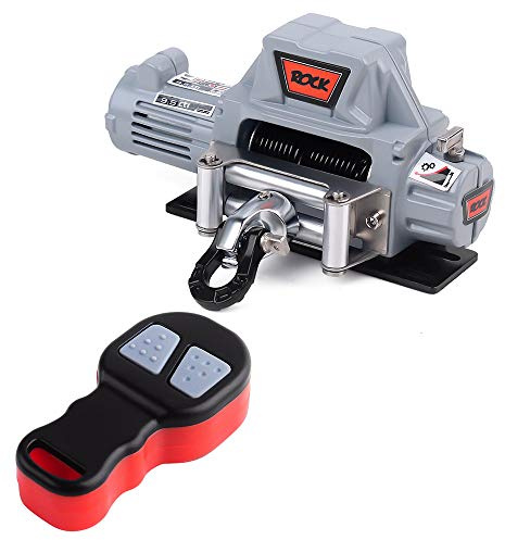 INJORA RC Treuil Automatique en métal Système de télécommande sans Fil pour Voiture sur chenilles 1:10 RC Axial SCX10 90046 Traxxas TRX4 Redcat (Gris)
