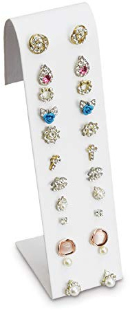 MOOCA White Leatherette Adjustable Earring Display Stand for 12 Pairs