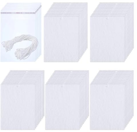 MEROURII Auto Lufterfrischer-Blätter, 30 Pieces 10×7.6×3cm Air Freshener Blanks, DIY Auto Duftblätter mit 15 Meter Seil für Auto und Haus