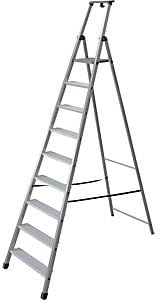 Facal PS-9M Aluminium-Stufenstehleiter Piu Su Maxi 110, 9 Stufen, inklusive Plattform