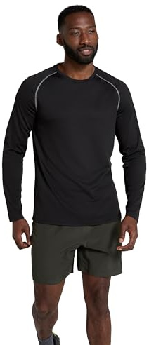 Mountain Warehouse Endurance Mens Top – Long Sleeves, Quick Dry T-Shirt, Highly Breathable Tee, UPF50 Protection Tee Shirt – Spring Summer, Travelling, Walking Jet Black M