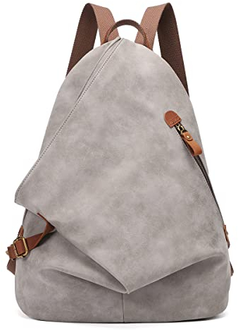 Retro Segeltuch Rucksack PU Vintage Rucksäcke PU Leder Daypack Reisetasche Schulterrucksack für Herren Damen (6882-PU-Leaden)