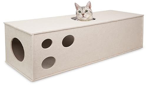 PETKARAY Tunnel pour Chat - Cachette Originale pour Chat d'intérieur - Grand Tube et Tunnel de Jeu - Jouet en Feutre Doux avec Trou interactif