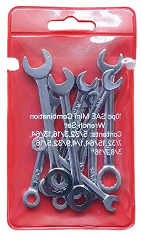 10Pcs 4-11mm Metrica/Pollice Mini Chiave Combinata Chiavi Ad Apertura Rapida Kit Chiavi Aperte Mini Set di Chiavi Combinate Metriche e SAE Estremità Aperta Utensili Manuali