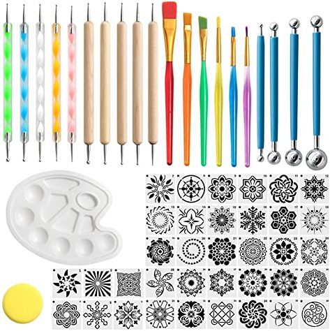 Funfob Mandala Dotting Tools Pochoirs Rock Dot pour la Peinture Tool Set Craft Kits pour Nail Mandala Arts Drawing