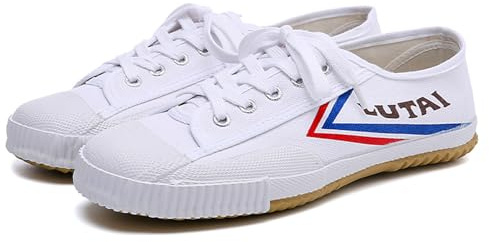 ZHENSI Zapatos De Artes Marciales, Hombres Mujeres Zapatillas De Deporte Descalzas Lona Tai Chi Kung Fu Zapatos para Correr,Blanca,40 EU