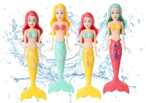 Jiuhao Diving Toys for Kids, 4 Pcs Summer Fun Swimming Pool Dive Toy Mermaids for Girls & Boys, Underwater Training Toys, Diving Games & Children's Gifts (Diving Mermaid)
