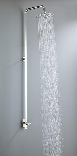 AIYA Bath Douche de jardin en acier inoxydable - Douche extérieure avec douche à effet pluie - Douchette à main avec fonction anti-calcaire - Eau froide - Robinet de douche de qualité supérieure