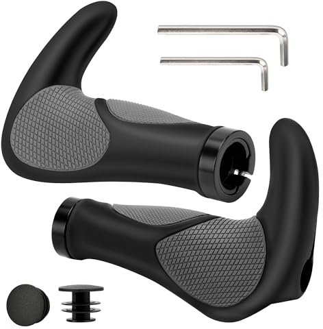Puños de Bicicleta, Puños para Manillar de Bicicleta Asas Ergonómicos Antideslizante Caucho, Doble Bloqueo Apretones, Universal 22mm Mango para Montaña, MTB, BMX, Bici Plegable, Scooter