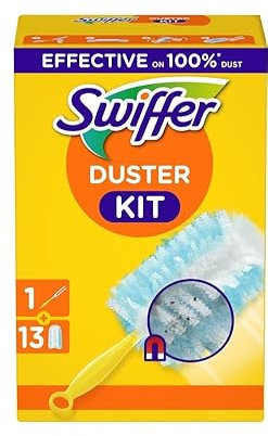 Swiffer Staubmagnet Starter-Set (1 Griff + 13 Nachfülltücher) Fängt Und Schließt 3-mal Mehr Staub Und Haare Ein Als Herkömmliche Staubwedel
